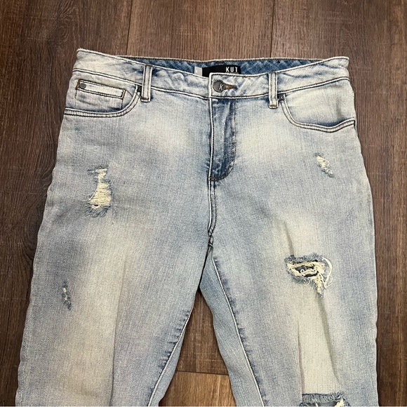 Kut from the Kloth Catherine Boyfriend Jeans Size 8 Womens Distressed Stretch - Picture 2 of 12